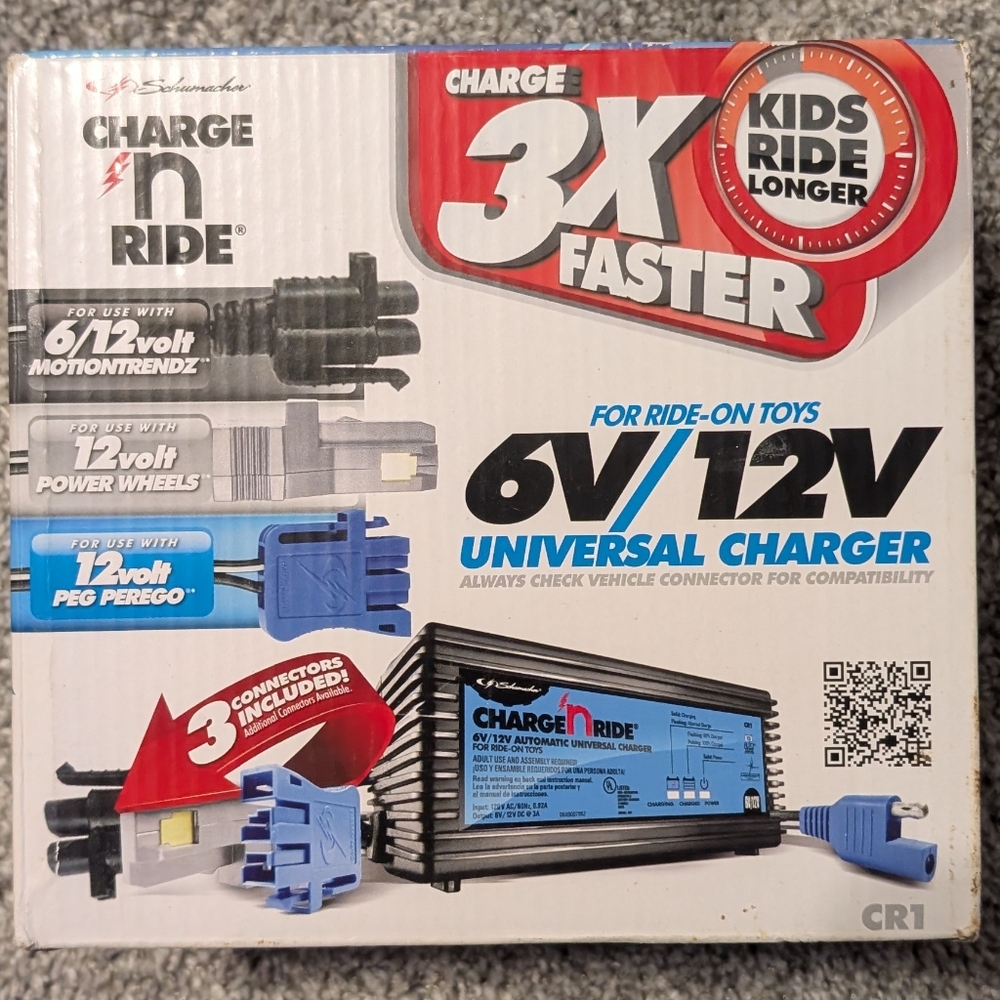 Universal 6V/12V Charger for Ride-On Toys.